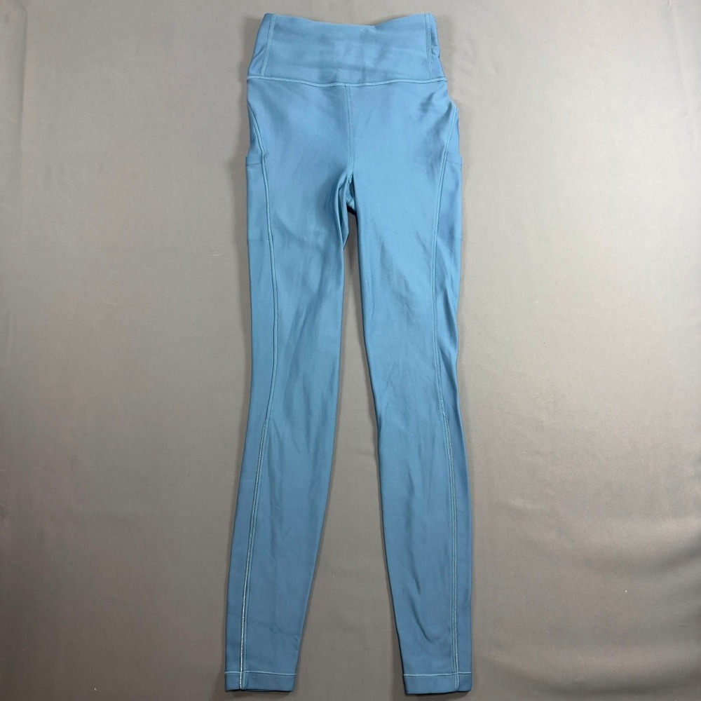 Lululemon Wunder Train High Rise Tight 28 Pockets Womens 2 Blue Leggings
